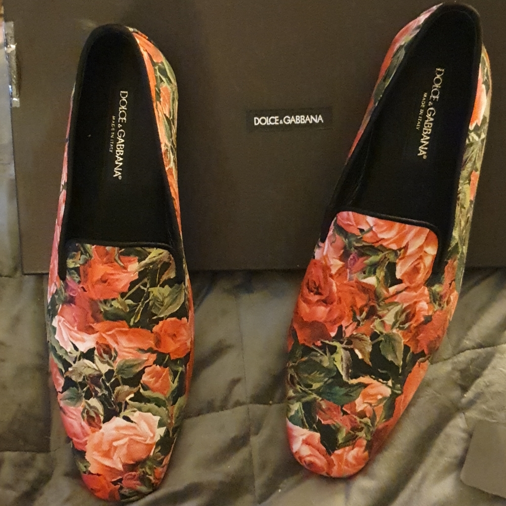 Dolce & Gabana Rose Canvas Slip ons Size 10
